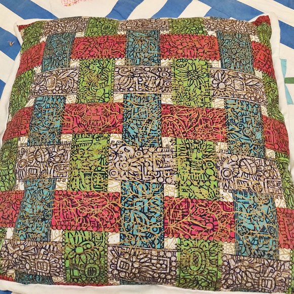 Vintage Handmade Patchwork Quilt Pillows 2 Dresden Plate Flower Old Fabric 1930s - Picture 14 of 16